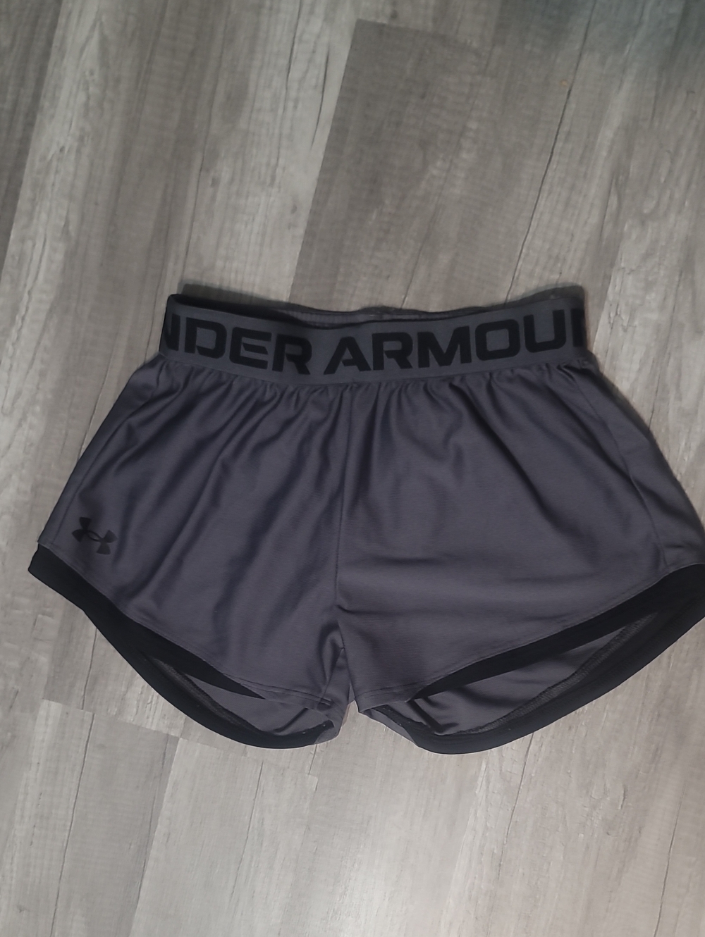 Under Armour Charcoal Gray Girls' Performance Shorts with Branded Waistband